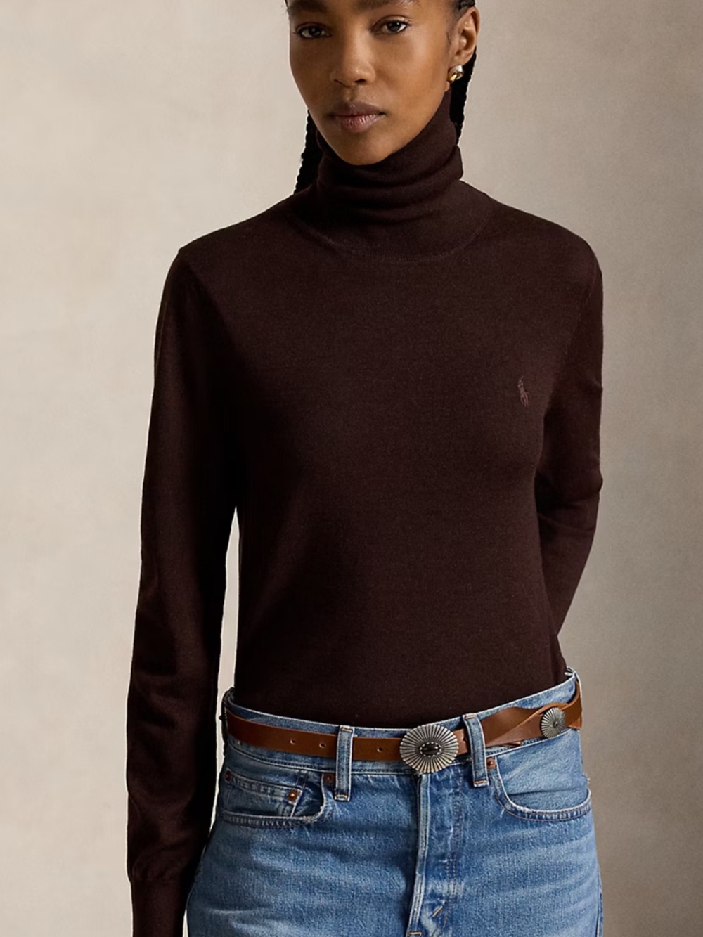 Lauren Ralph Lauren Dark Brown Turtleneck top